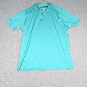Oakley Polo Shirt Mens Large Blue Green Regular Fit Performance Golf Activewear